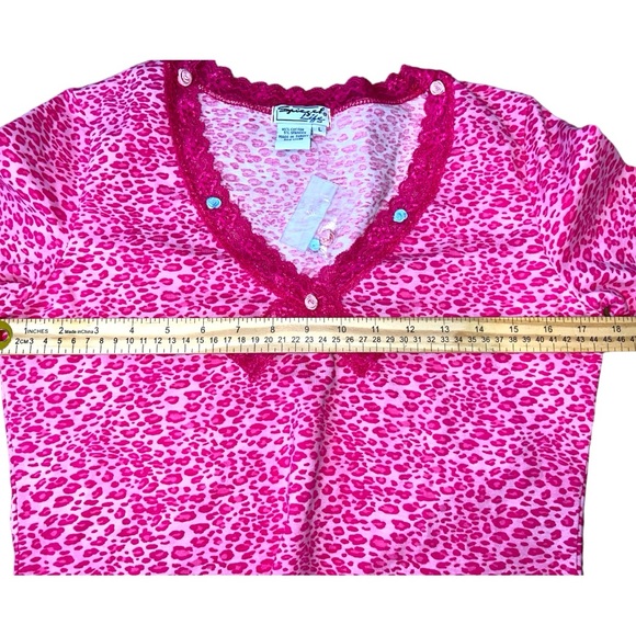Pink Cheetah Lace with dainty Flowers y2K size Large - Picture 4 of 4